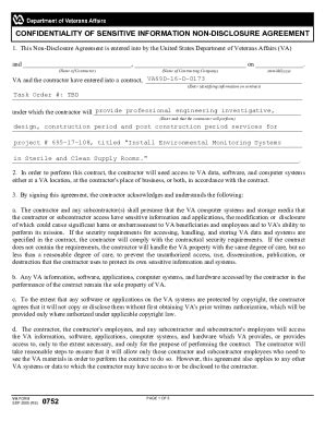 Fillable Online Va Form Confidentiality Of Sensitive Information