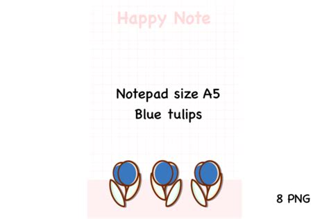 Blue Tulips Notepad Size A Graphic By Spsweet Creative Fabrica