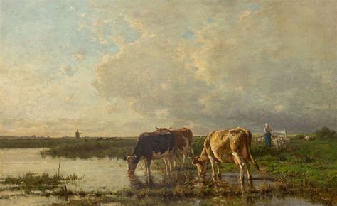 Anton Mauve Paintings For Sale Drinking Cattle By The River