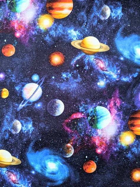 Space Jersey Stoff Planeten Stoff Weltraum Jersey Etsy