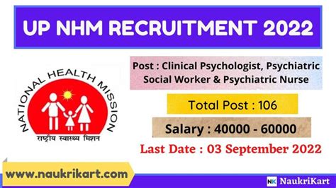 UP NHM Recruitment 2022 Apply For 106 Clinical Psychologist