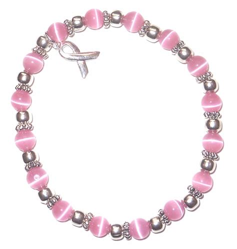 Breast Cancer Bracelet 6mm Pink Breast Cancer Awareness Stretch Fits Most Adults Packaged