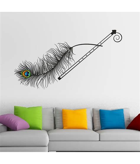 HOMETALES Krishna Flute And Peacock Feather Sticker ( 115 cm x 105 cm) - Buy HOMETALES Krishna ...