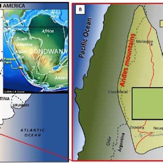 A Location of the Neuquén Basin in west central Argentina B