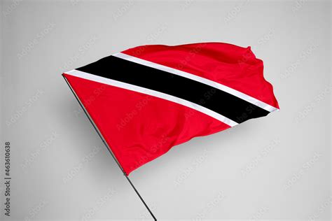 Trinidad And Tobago Flag Isolated On White Background Close Up Waving