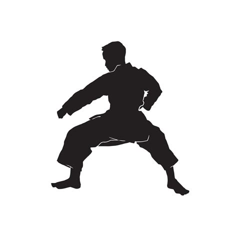 young male karate kata vector silhouette wearing uniform called keikogi ...