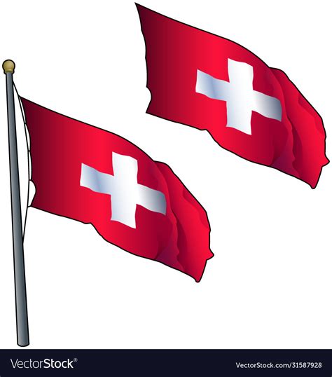 Waving Swiss Flag Royalty Free Vector Image Vectorstock