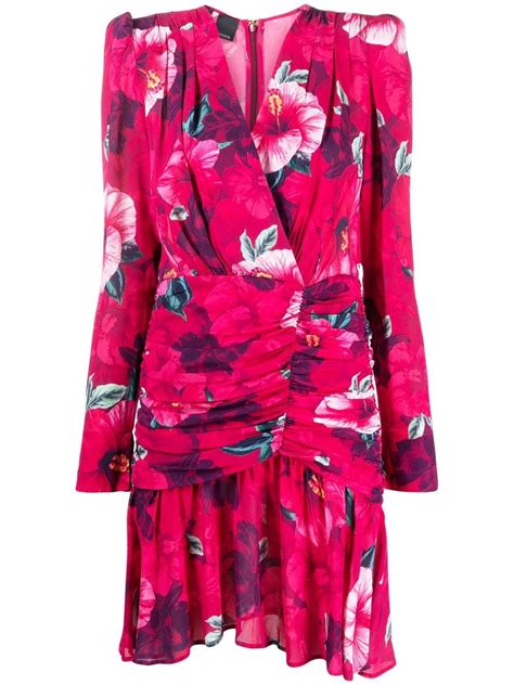 PINKO Gerafftes Kleid Mit Blumen Print Farfetch