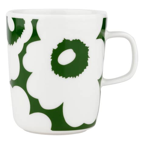 Marimekko Oiva Unikko Muki 25 Dl Valkoinen Vihreä Käytetty