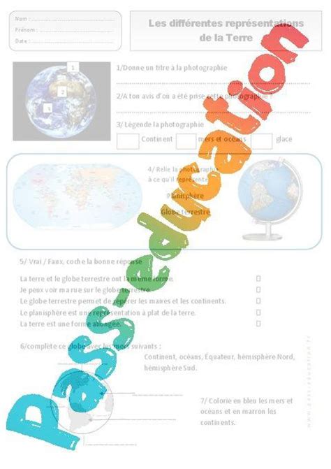 Diff Rentes Repr Sentations De La Terre Ce Exercices Espace