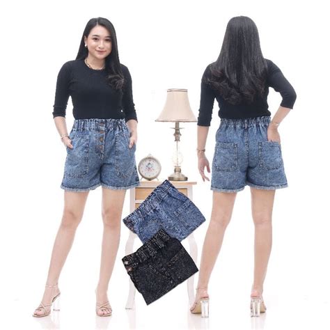 Jual Hot Pants Jumbo Wanita Hot Pants Jeans Snowy Celana Pendek Polos Rawis Sobek Shopee