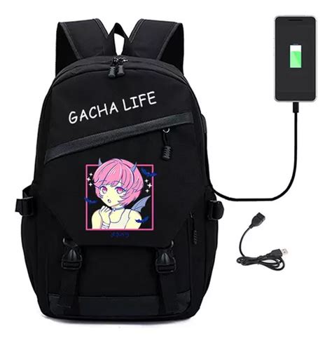 Mochila Gacha Life Mochila Escolar Recarregável Usb Bolsa