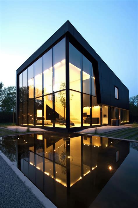 Premium AI Image Modern Minimalist House With Large Glass Windows