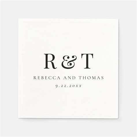 Modern Monogram Minimalist Wedding Napkins | Zazzle