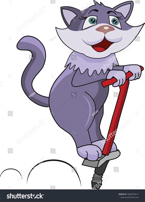 Cat Jumping On Pogo Stick Vector Stock Vector Royalty Free 1885076617 Shutterstock