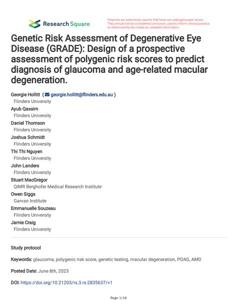 Pdf Genetic Risk Assessment Of Degenerative Eye Disease Grade