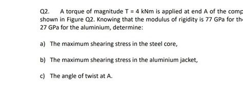 Solved Figure Q Q A Torque Of Magnitude T Knm Is Applied Chegg