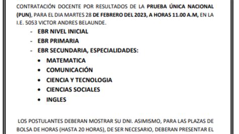 Comunicado Noticias Unidad de Gestión Educativa Local Ventanilla