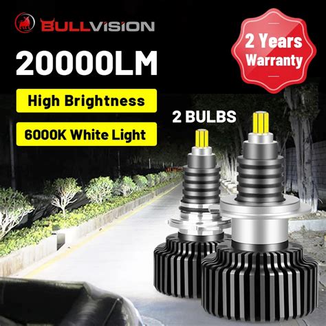 BULLVISION H7 LED Headlights 20000LM 360 Degree CSP LEDs 6000K 8000K H1