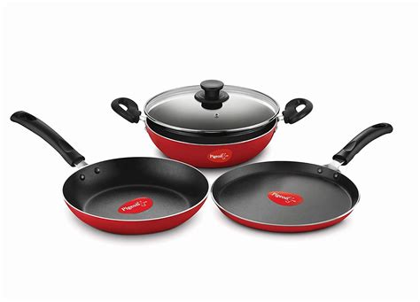 Buy Pigeon Vita 4 PC Induction Base Non Stick Cookware Set Red Online