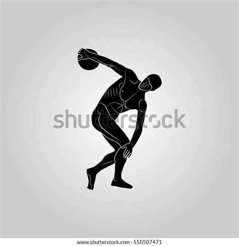 Discus Thrower Turning Throw Silhouette Stock Vector Royalty Free