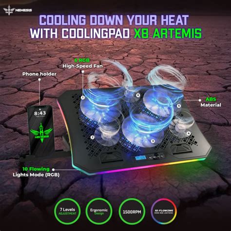 Jual Cooling Pad Nyk Nemesis X Artemis Rgb With Phone Holder