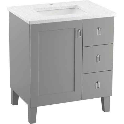 KOHLER Poplin 30-in Mohair Grey Undermount Single Sink Bathroom Vanity ...