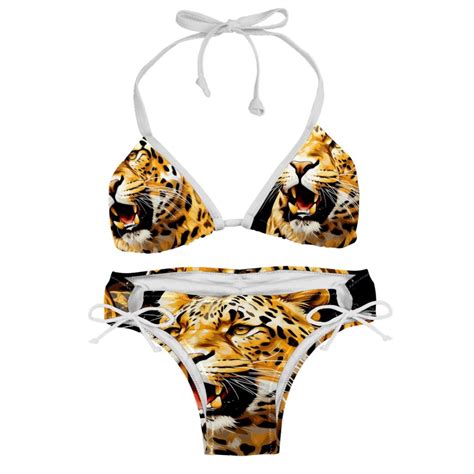 Leopard Detachable Sponge Adjustable Strap Bikini Set 2 Pack For