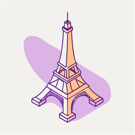 Ícone de vetor isométrico da Torre Eiffel ilustração 10 vetor Premium