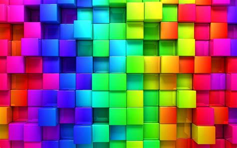 Block Graphics 3d Colors Rainbow Movments Blocks HD Wallpaper