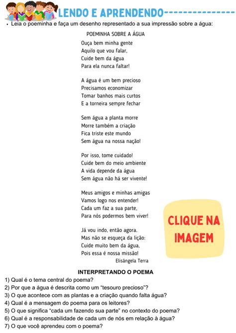 Poeminha Sobre A Gua Elis Ngela Terra Atividades Para Educadores