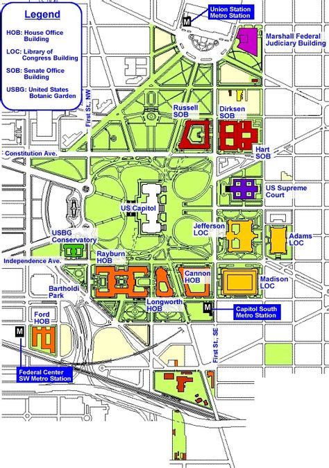 Map Of Dc United States Capitol Congress Building Senate