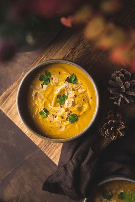 Velouté potimarron et courge butternut au lait de coco