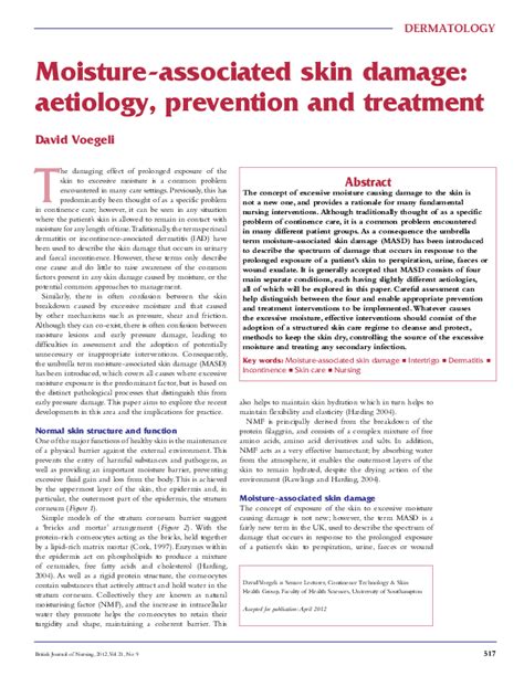 (PDF) Moisture-associated skin damage: aetiology, prevention and ...