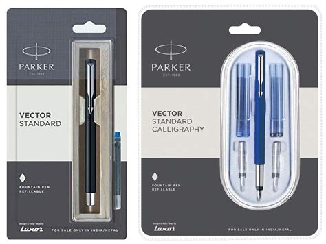 Parker Vector Standard Calligraphy Ct Fountain Pen Blue Piece Set