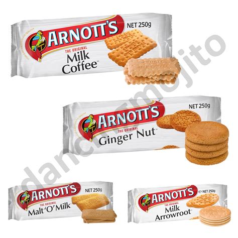 Arnott S Assorted Milk Biscuits 250g Milk Coffee Malt O Milk Milk Arrowroot Ginger Nut