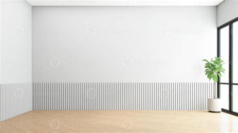 Minimalist empty room with gray wall and wood floor. 3d rendering ...