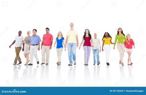 Large Diverse Group Of People Walking Stock Photo Image 45718204