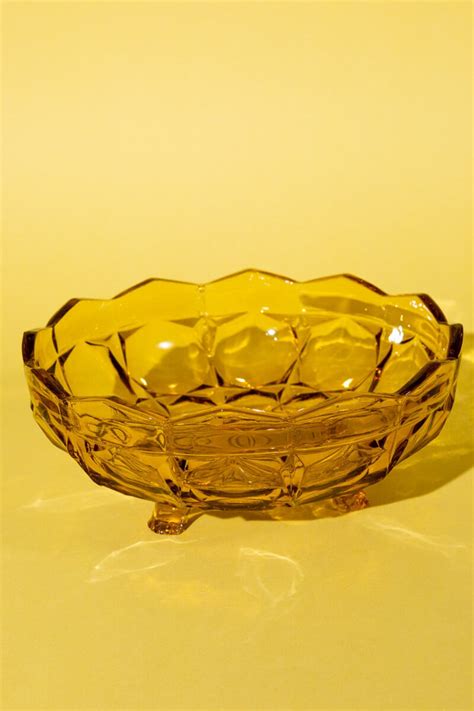 Vintage Amber Glass Fruit Bowl Etsy