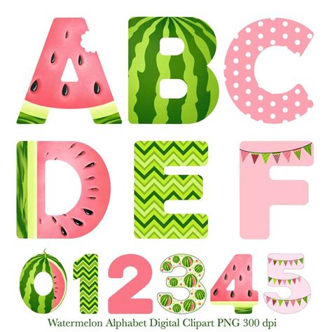 Watermelon Alphabet Clipart Alphabet Watermelon Summer Etsy In 2023