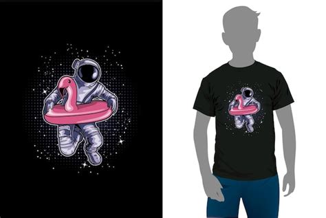 Vektorillustration Eines Mannes In Einem T Shirt Mit Einem Astronauten