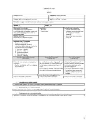 Clase a clase agosto 6bás ciencias PDF