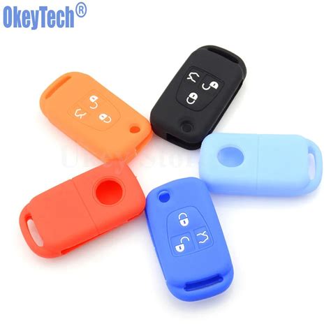 OkeyTech Silicone Car Key Fob Case Shell Cover 3 Buttons For Mercedes