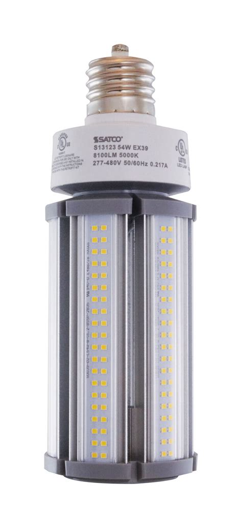 Satco S13123 Led Hid Replacement Corncob 54w 277 480v Mogul Screw Ex39 5000k Ebay