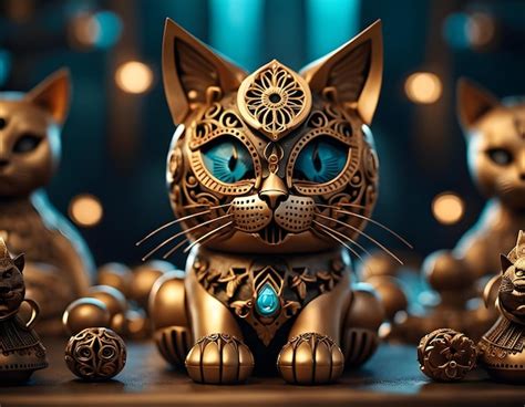 Premium Photo Golden Cat Statue