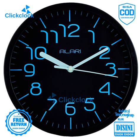 Jual Jam Dinding Quartz Minimalis Blue Alari Al Besar Hiasan