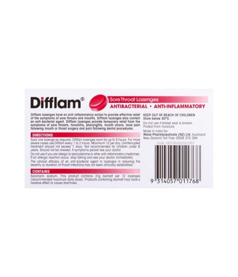 Difflam Sore Throat Lozenges Raspberry 16 Pack Zoom Pharmacy