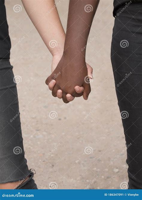 Joined Black and White Hands of Friends in Cooperation Stock Image ...