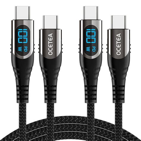 [2 Pack 3 3ft] Usb C To Usb C Cable 100w 5a Usb C Cable With Display New Nylon Type C