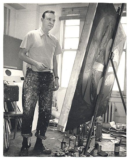 Robert Motherwell Painting In His Studio On Fourteenth St In New York